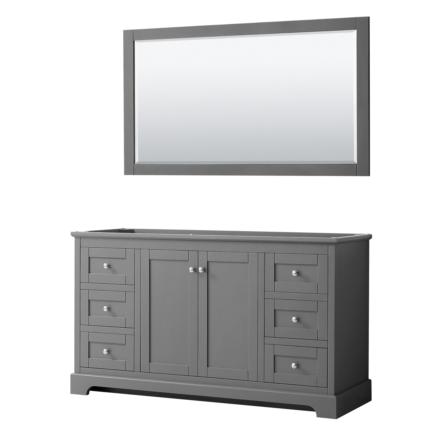 Avery 60 Inch Single Vanity No Top No Sink 58 Inch Mirror