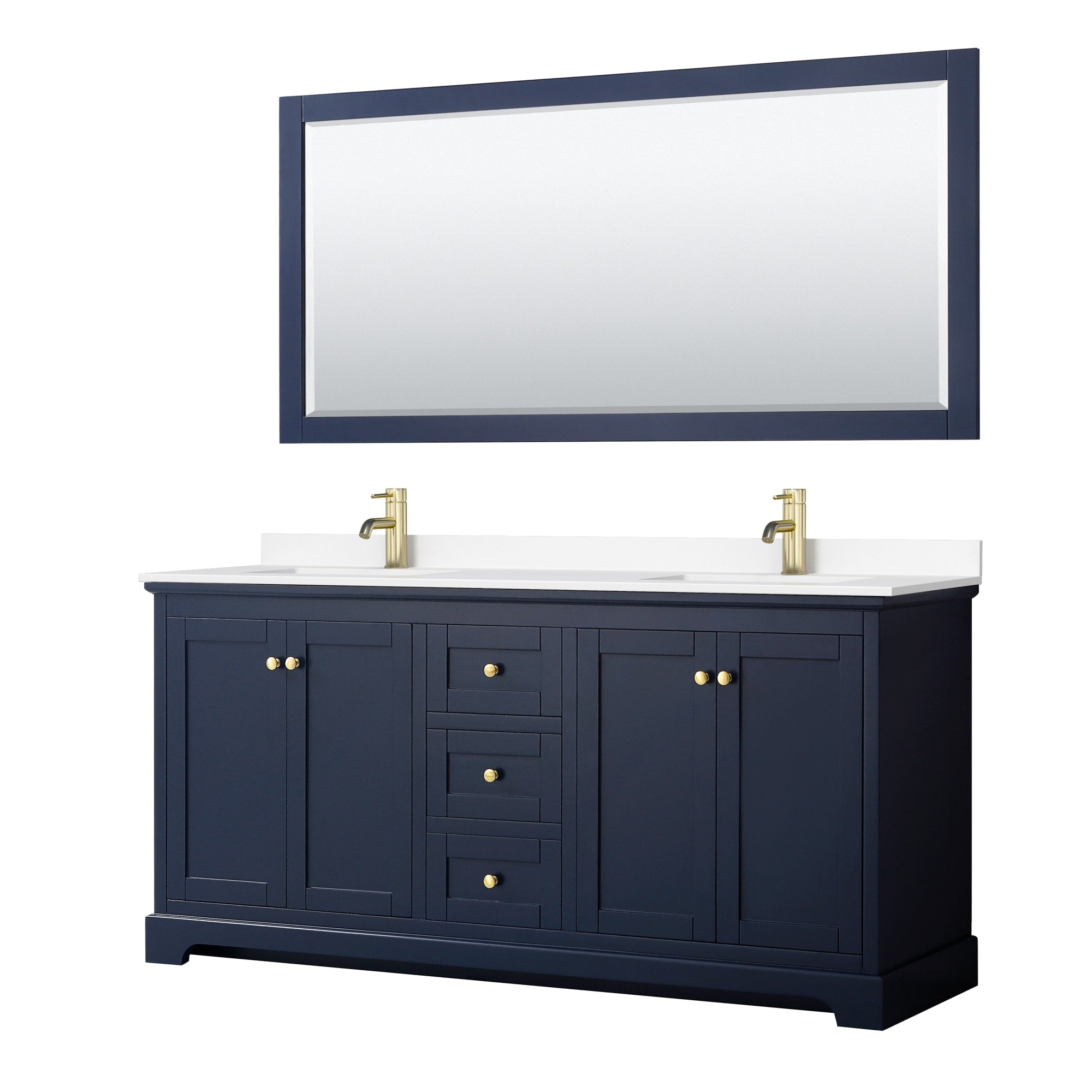 Avery 72 Inch Double Vanity Cultured Marble Top 70 Inch Mirror