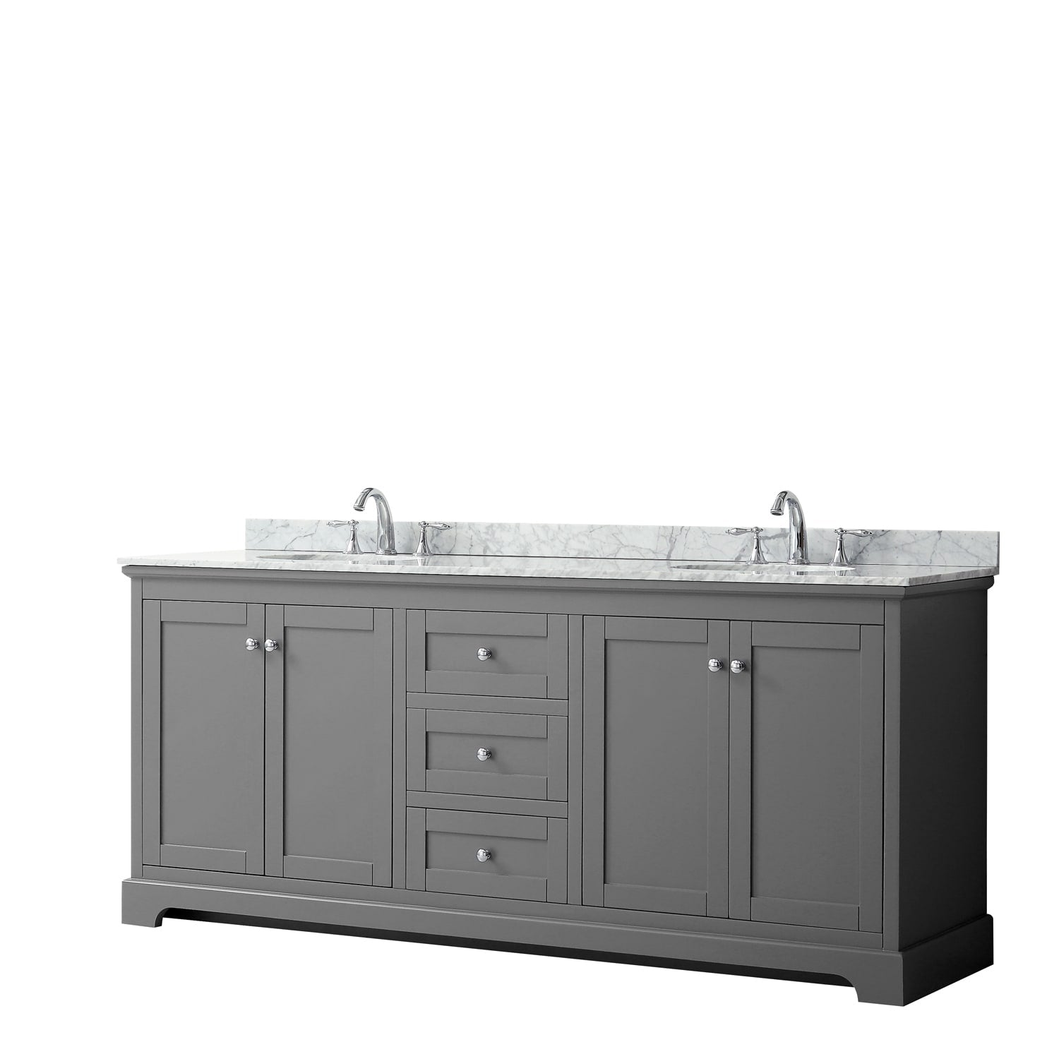 Avery 80 Inch Double Vanity Marble Top Oval Sinks No Mirror