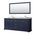 Avery 80 Inch Double Vanity Marble Top Square Sinks 70 Inch Mirror