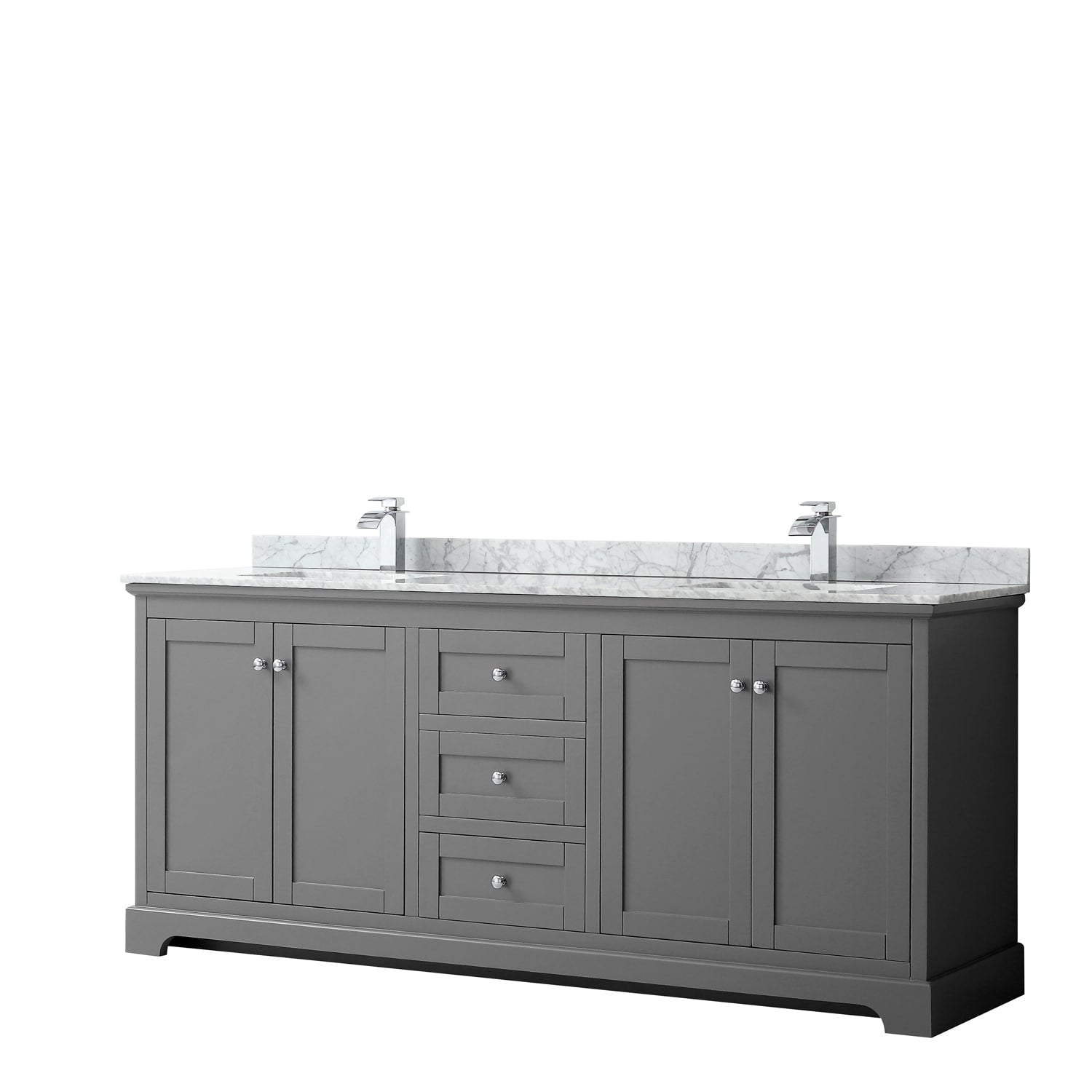 Avery 80 Inch Double Vanity Marble Top Square Sinks No Mirror