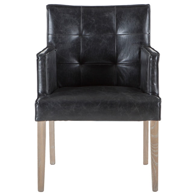 Avery Black Leather And Hardwood Chair