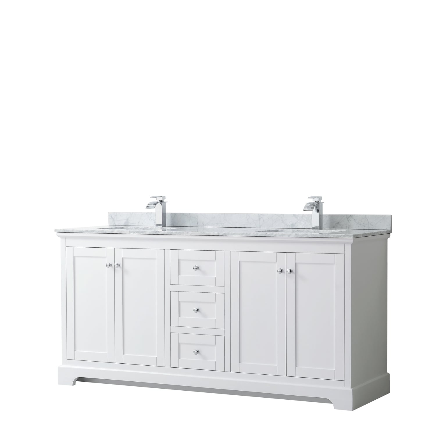 Avery 72 Inch Double Vanity Marble Top Square Sinks No Mirror