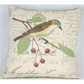 Avian Collection Feather Down Filled Decorative Pillow Sham Brown Bird With Berries 18 Inch By 18 Inch