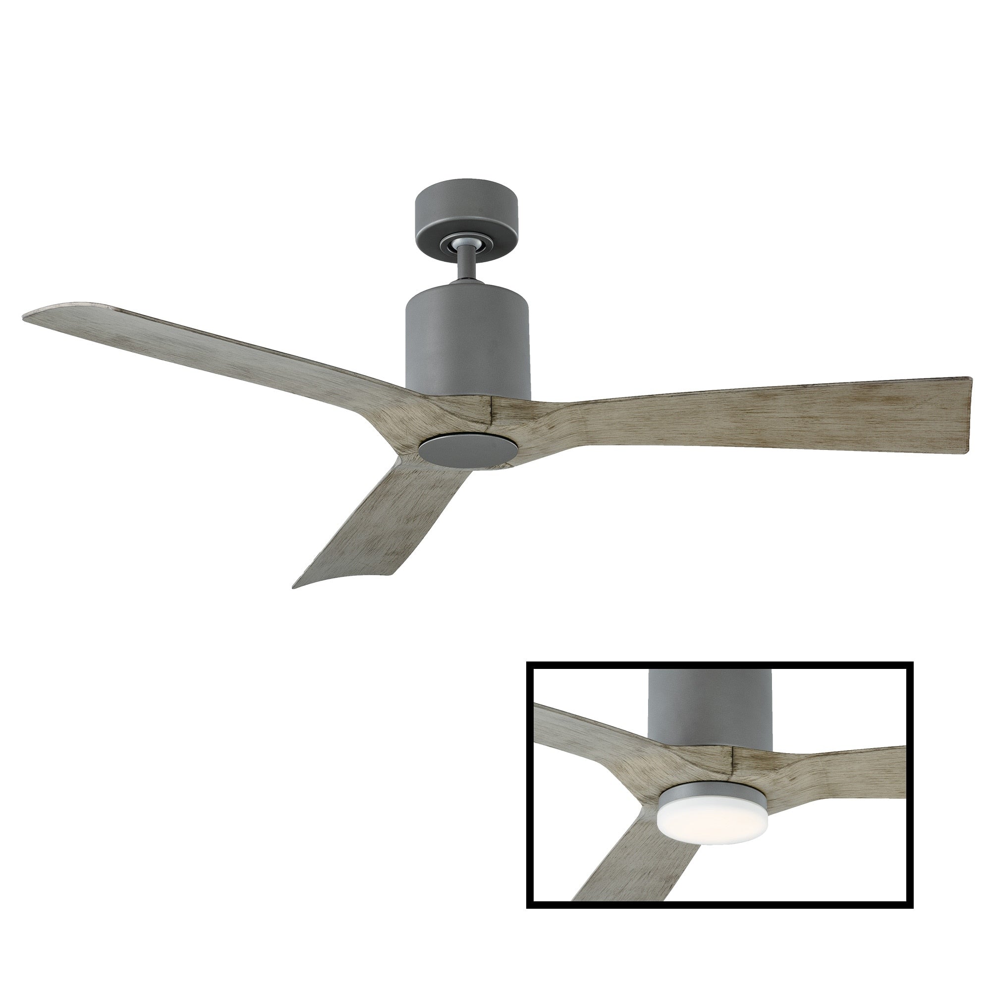 Aviator 54 Inch Three Blade Indoor Outdoor Smart Ceiling Fan With Six Speed Dc Motor In Graphite Finish.