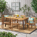 Avon Outdoor Rustic 7 Piece Rectangular Acacia Wood Dining Set By Christopher Knight Home