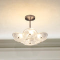 Avril 18 Inch 4 Light Forged Bronze Convertible Pendant With Clear Starburst Glass Shade