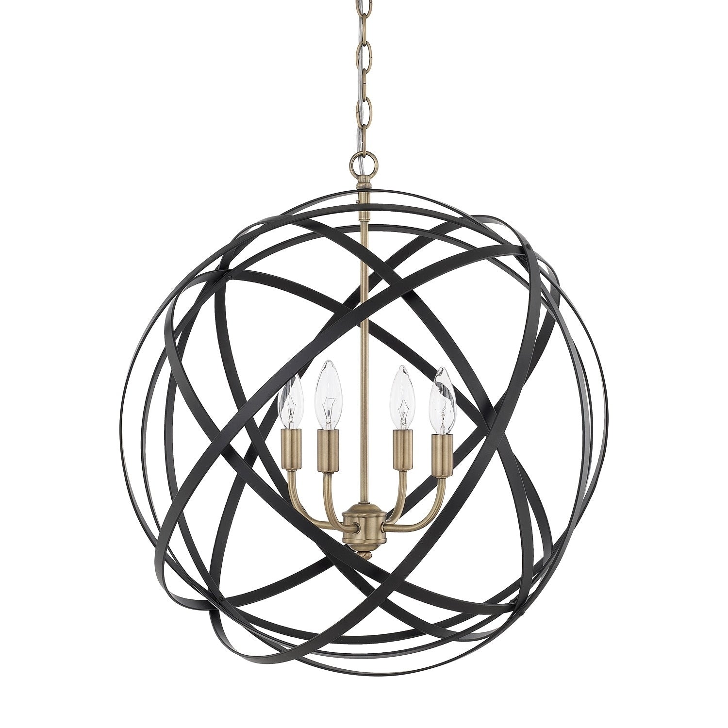 Capital Lighting Axis Collection 4 Light Aged Brass Black Pendant