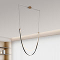 Ayers 59 Inch 1 Light Champagne Gold With Black And Brown Faux Leather 5Cct Led Linear Chandelier