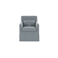 Azalea Dining Chair Polyester Slipcover Plywood Frame Curved Arms Nylon Casters Lumbar Pillow Included Blue
