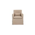 Azalea Outdoor Dining Chair Curved Arms Tailored Slipcover Recycled Solution Dyed Polyester Caster Wheels Cream