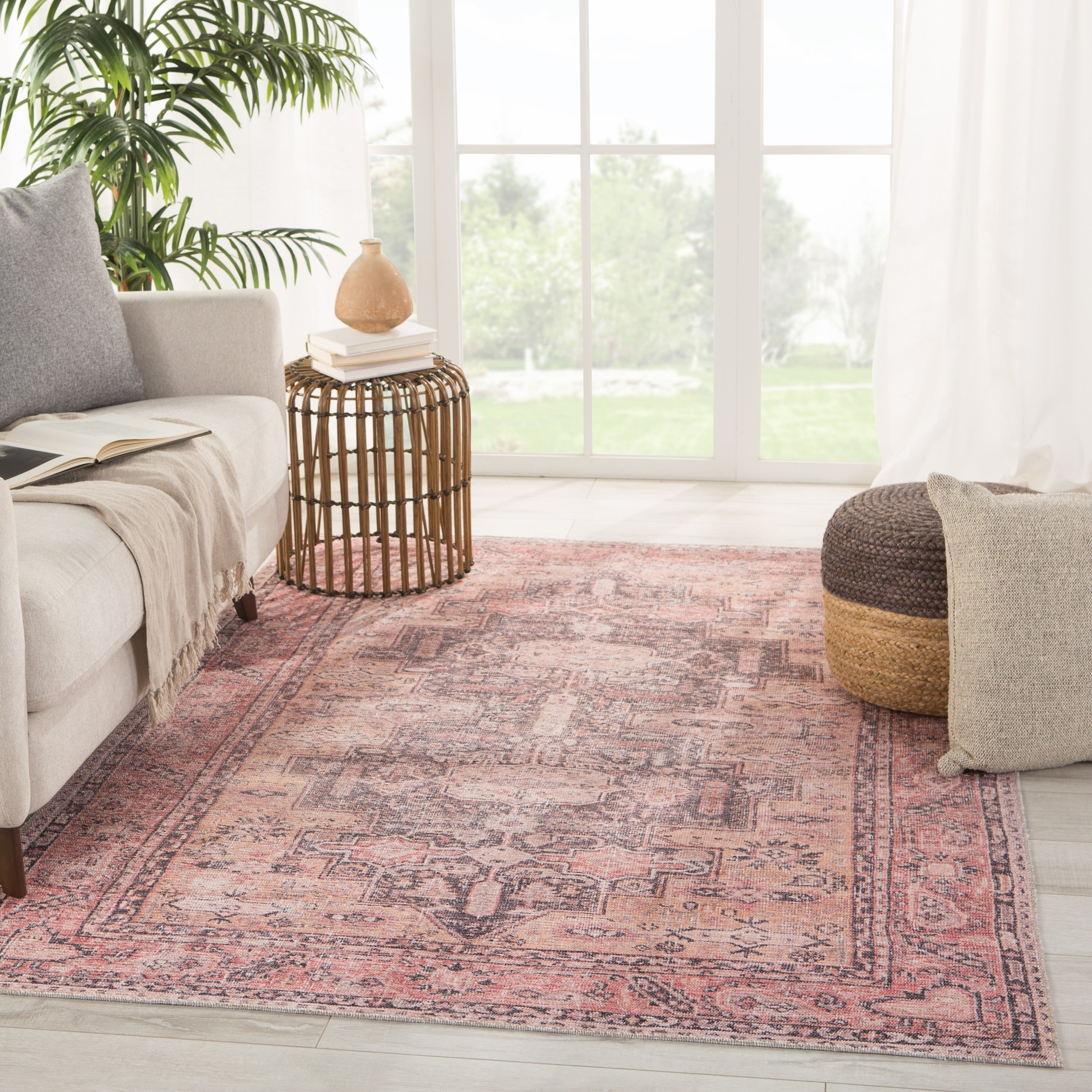 Gracewood Hollow Casely Pink And Dark Purple Area Rug