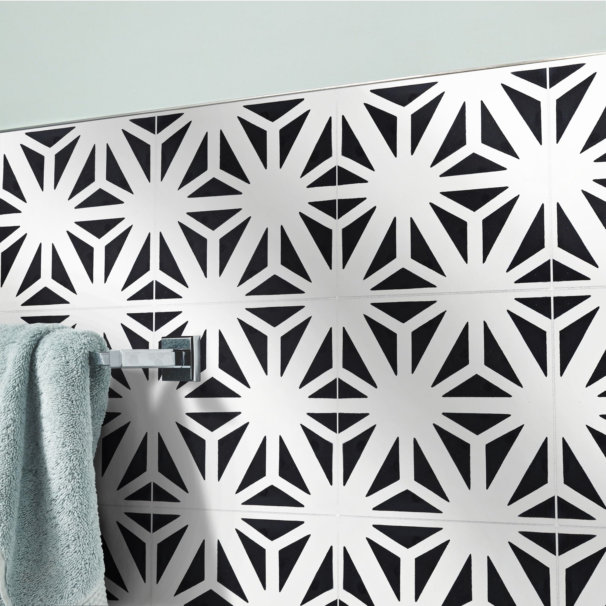 Azemour In White And Black Handmade 8X8 In Moroccan Tile Pack Of 12
