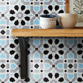 Azilal In Black Grey Blue Handmade 8X8 In Moroccan Tile Pack Of 12