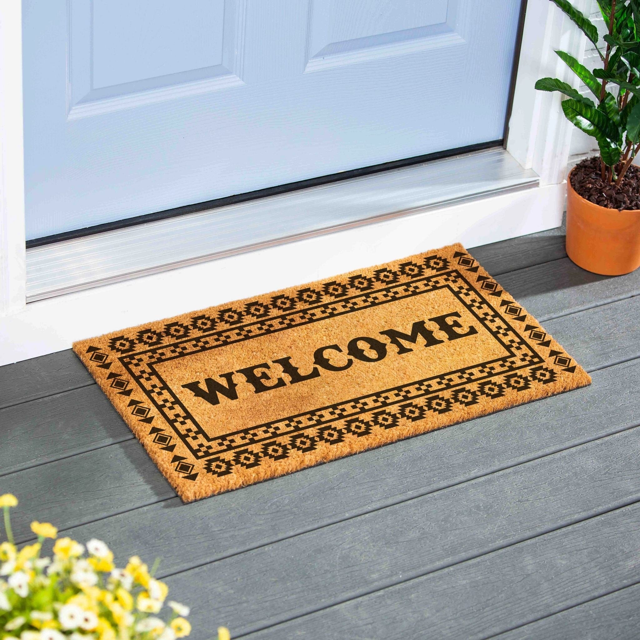 Aztec Style Welcome Coir Door Mat 28 X 16 28 X 16