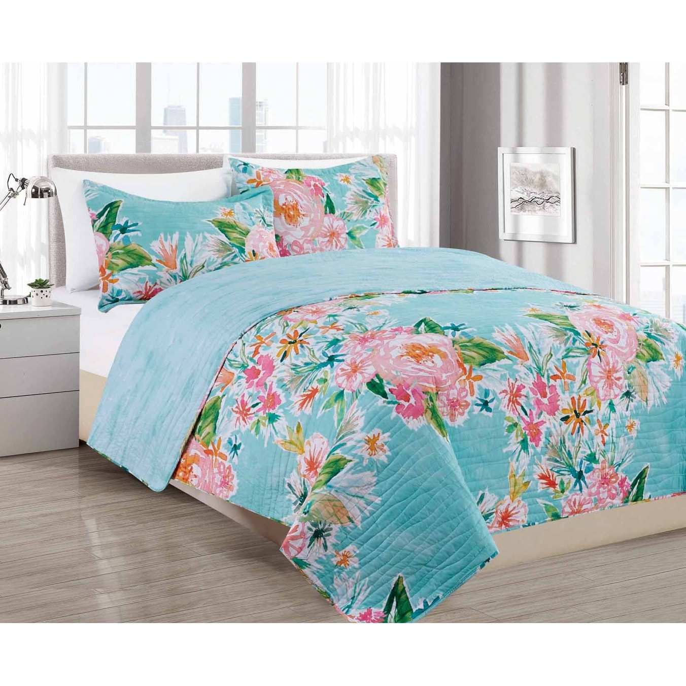 Barbarian By Barbra Ignatiev Digital Printed Boundless Floral 2 3Pc Quilt Set