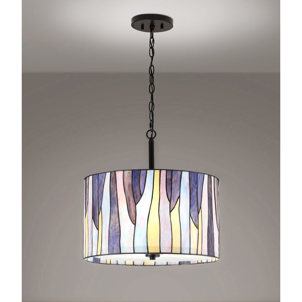 Barossa 18 Tiffany 3 Light Pendant Lamp Blue Purple