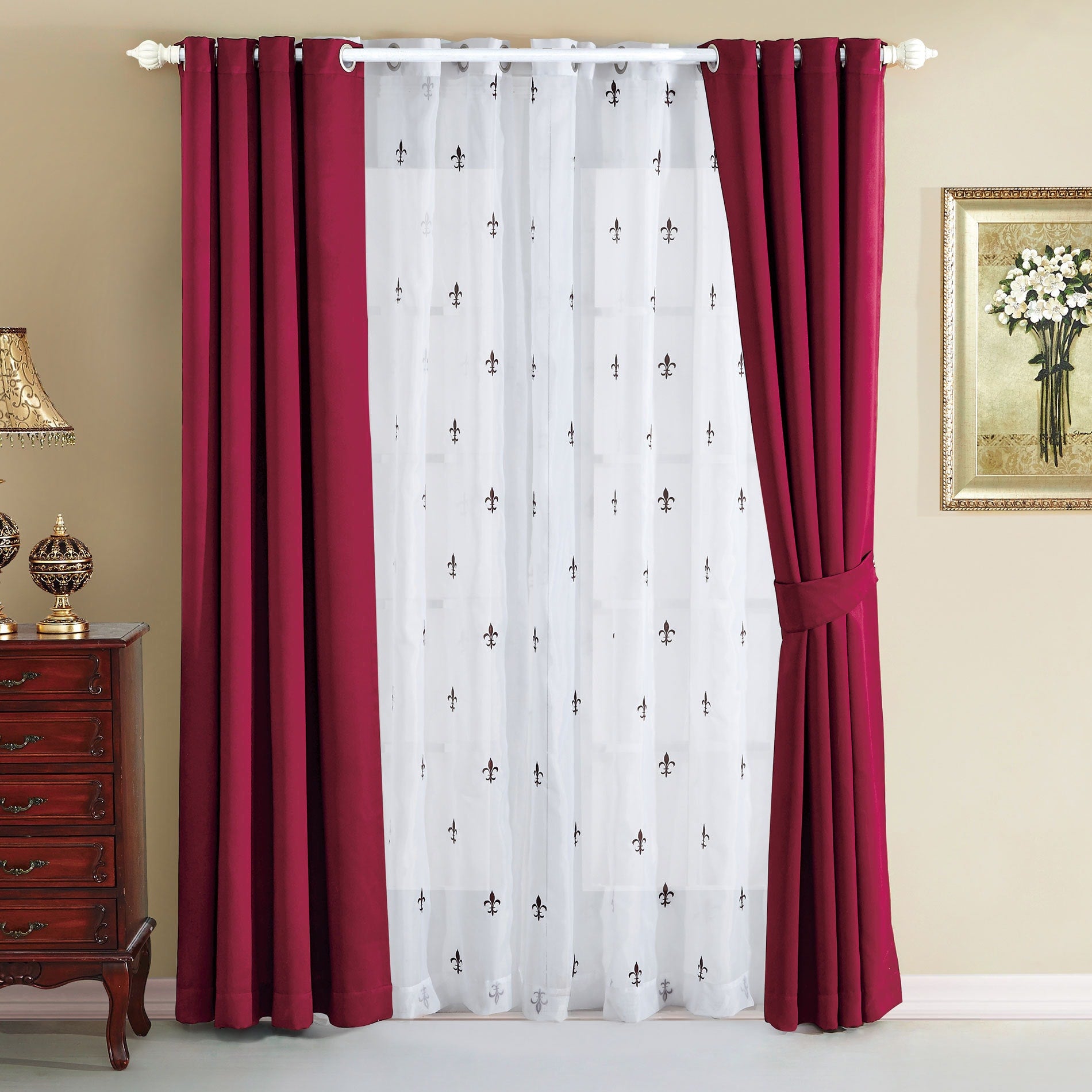Serenta Fleur De Lis Thermal Insulated Blackout Curtains 6 Piece Set