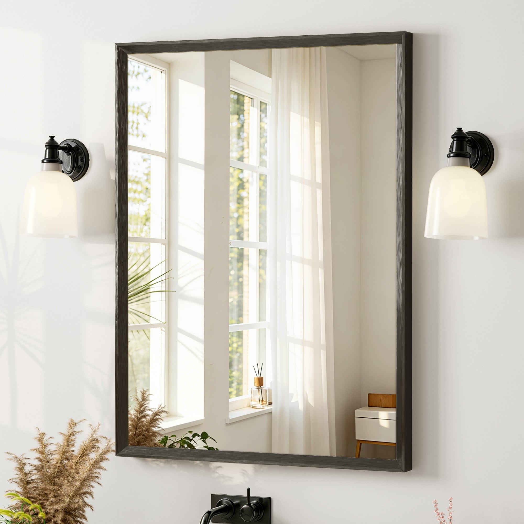 Bonosuki Easy Install Bathroom Mirror 3Mm Tempered Glass Wall Mirror