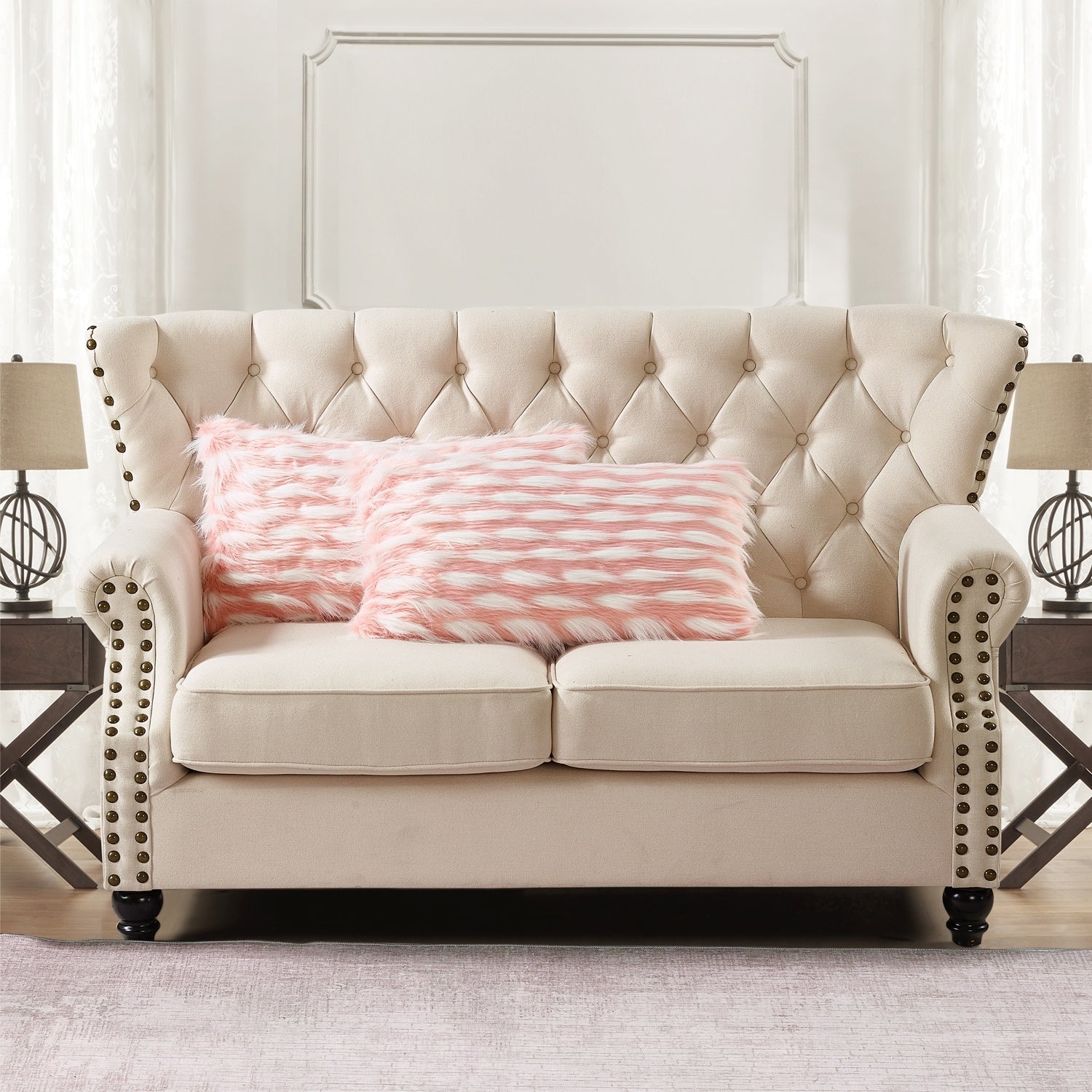 Boon Feathery Highlight Lamb Shaggy Faux Fur 2 Piece Pillow Shell Set