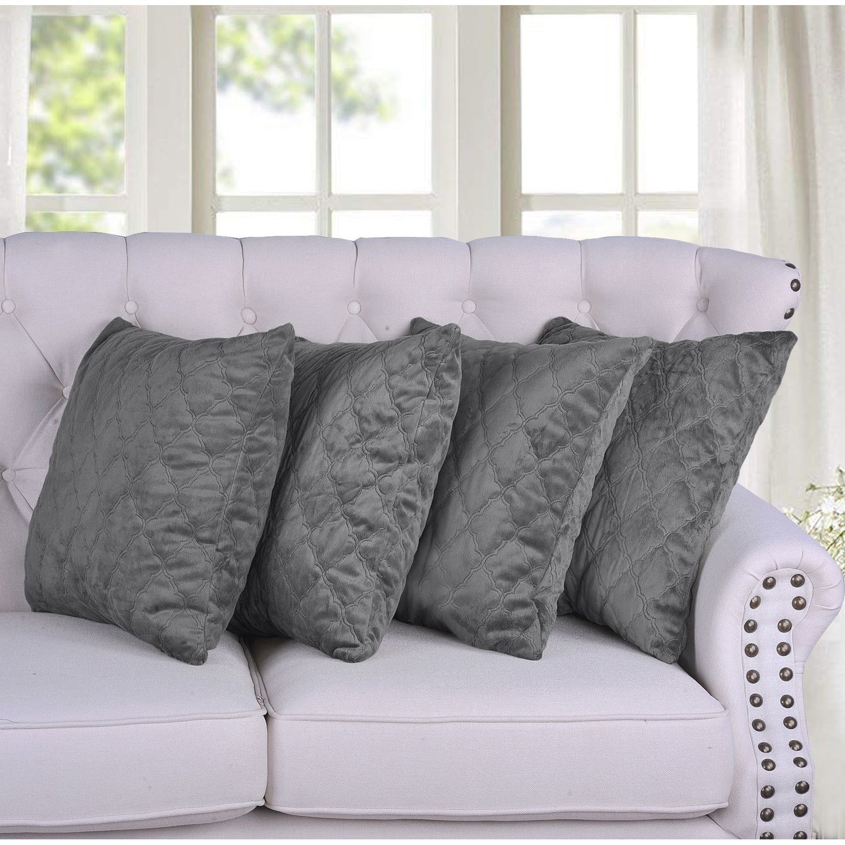 Boon Quilted Micromink 4 Piece Decorative Pillow Shell Set