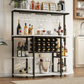 Bossin 52 Wine Bar Cabinet With Storage And Bottle Holder 4 Tier Coffee Bar Wine Cabinet