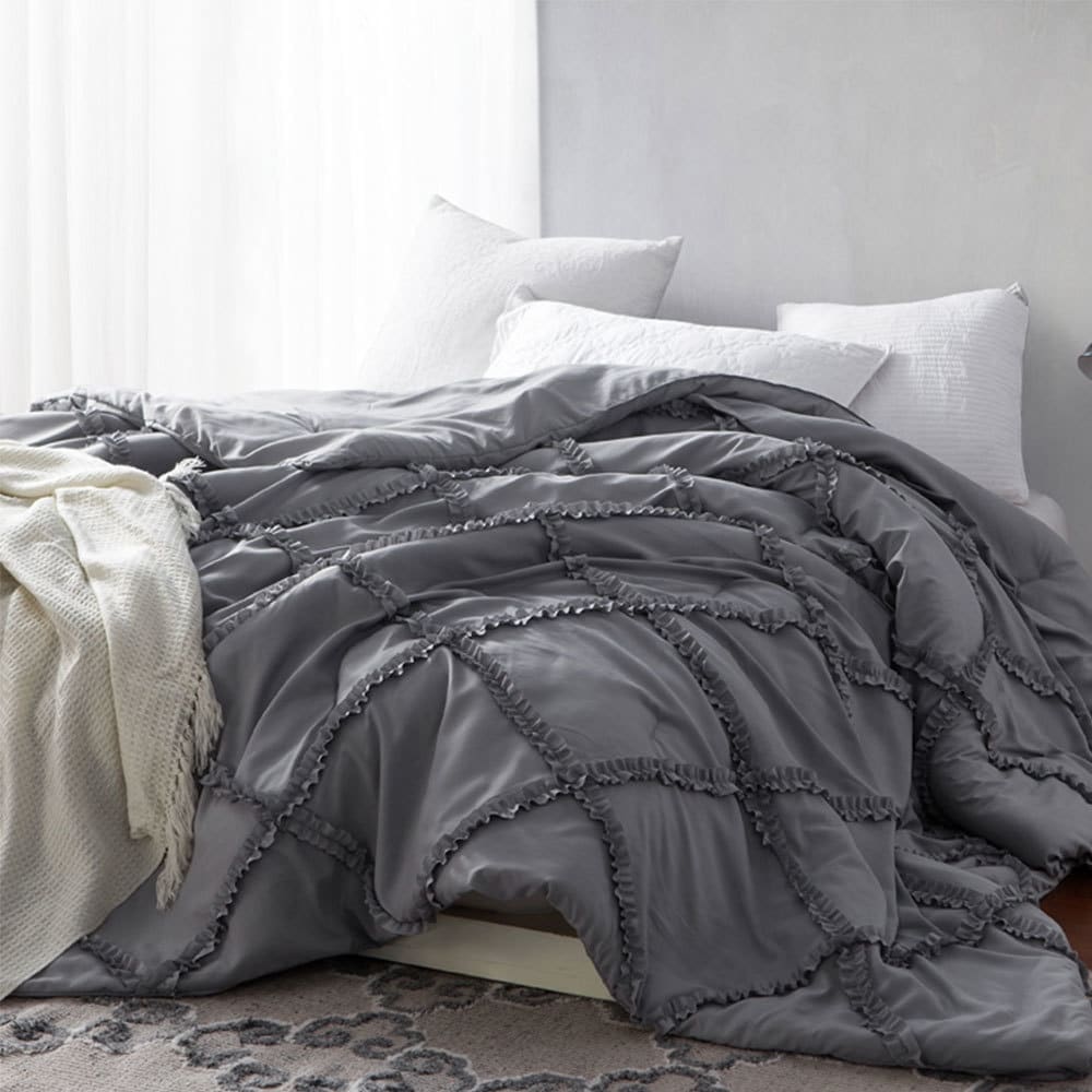 Byb Alloy Grey Gathered Ruffles Handcrafted Series Comforter Shams Not Included