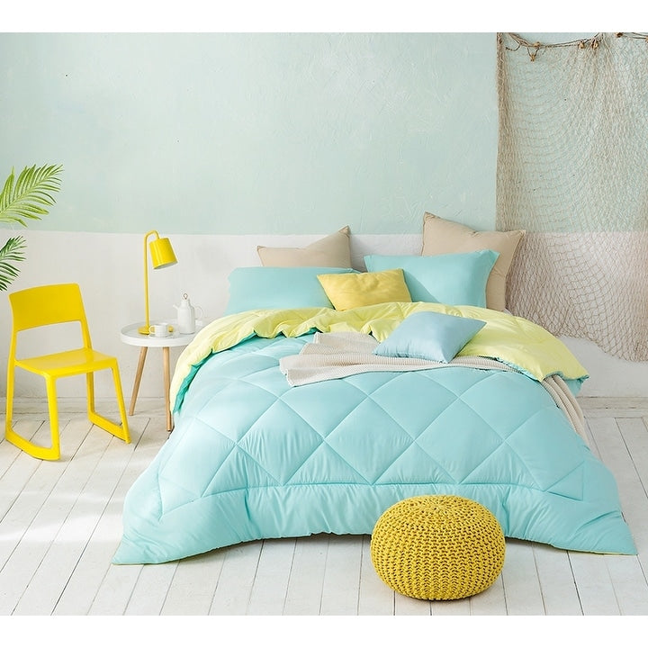 Byb Yucca Limelight Yellow Reversible Comforter Oversized Bedding
