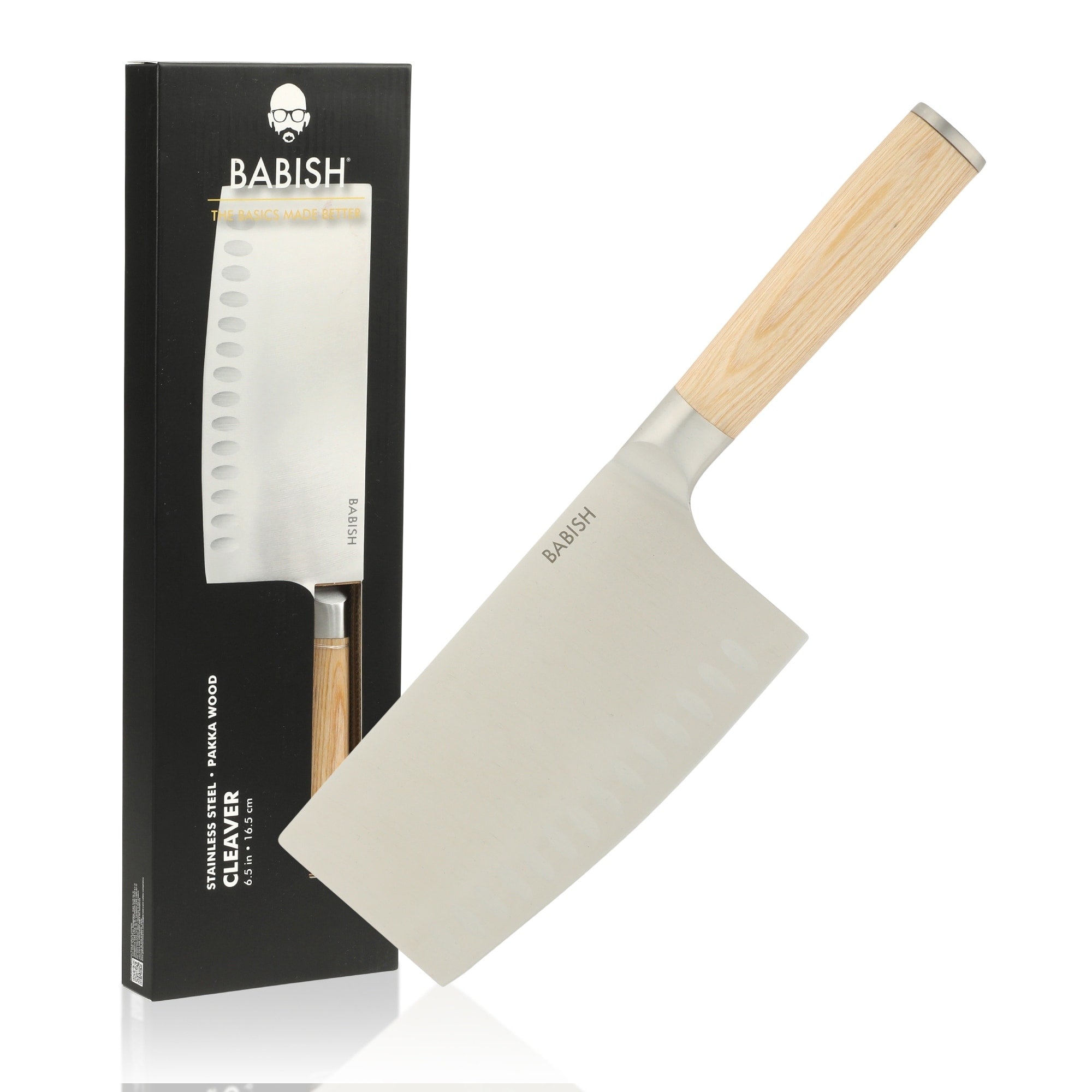 Babish High Carbon 1.4116 German Steel Full Tang 6.5 Inch Forged Cleaver Knife For Heavy Duty Chopping And Slicing