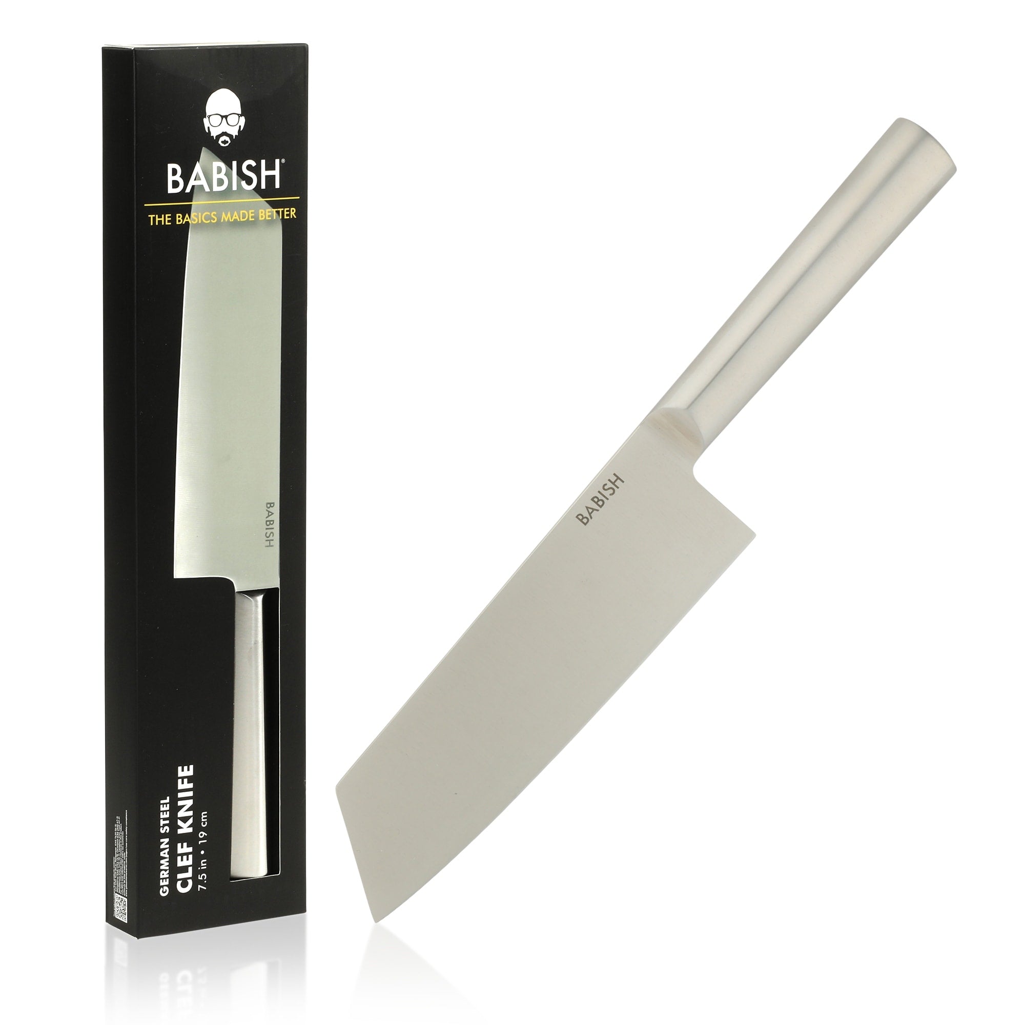 Babish High Carbon 1.4116 German Steel Full Tang 7.5 Inch Clef Knife Chef Cleaver Hybrid For Chopping Slicing Prep