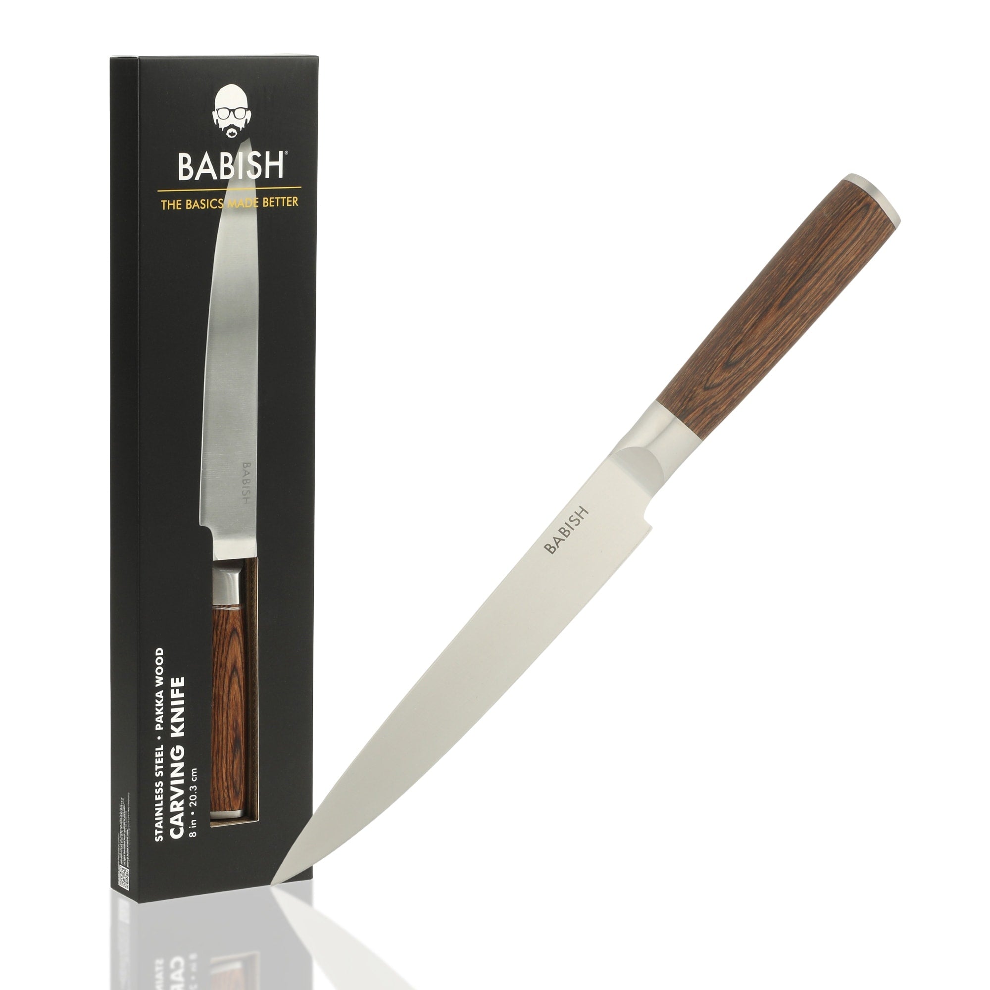 Babish High Carbon 1.4116 German Steel Full Tang 8 Inch Carving Knife For Carving Meat Turkey Roast Bbq