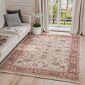 Babylon Tradtional Beige Red Abstract Indoor Rug 53 X 76