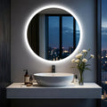 Backlit Round Led Lighted Bathroom Mirror Smart Touch Anti Fog Wall Makeup Mirror With Aluminum Frame
