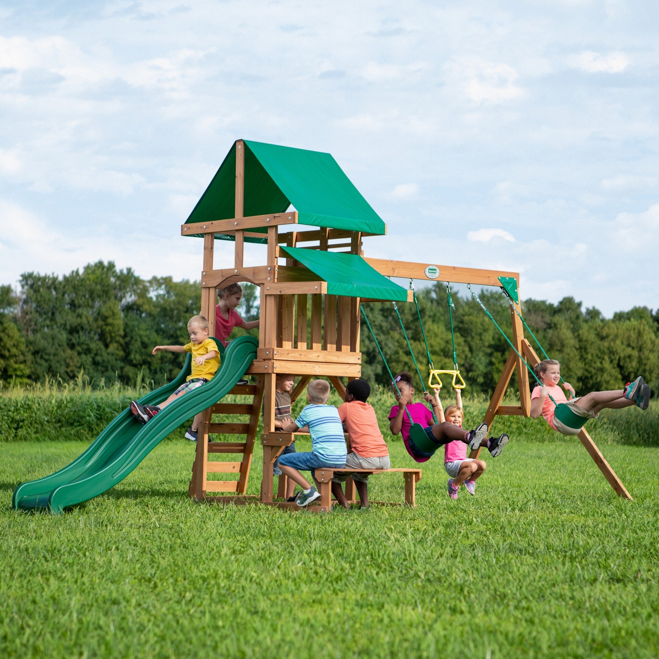 Backyard Dicsovery Belmont All Cedar Wooden Swing Set