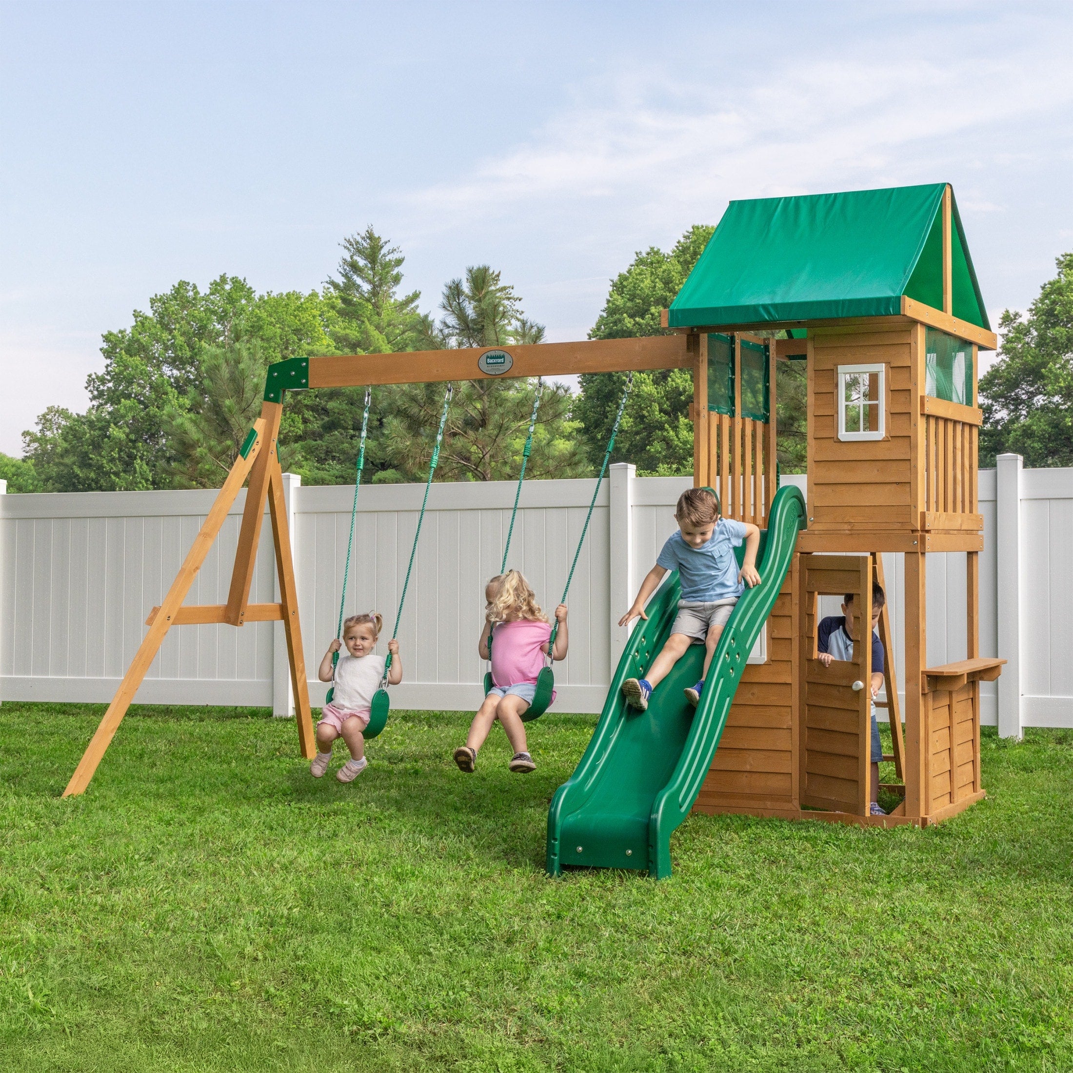 Backyard Discovery Fall River Nordic Spruce Swing Set Clubhouse