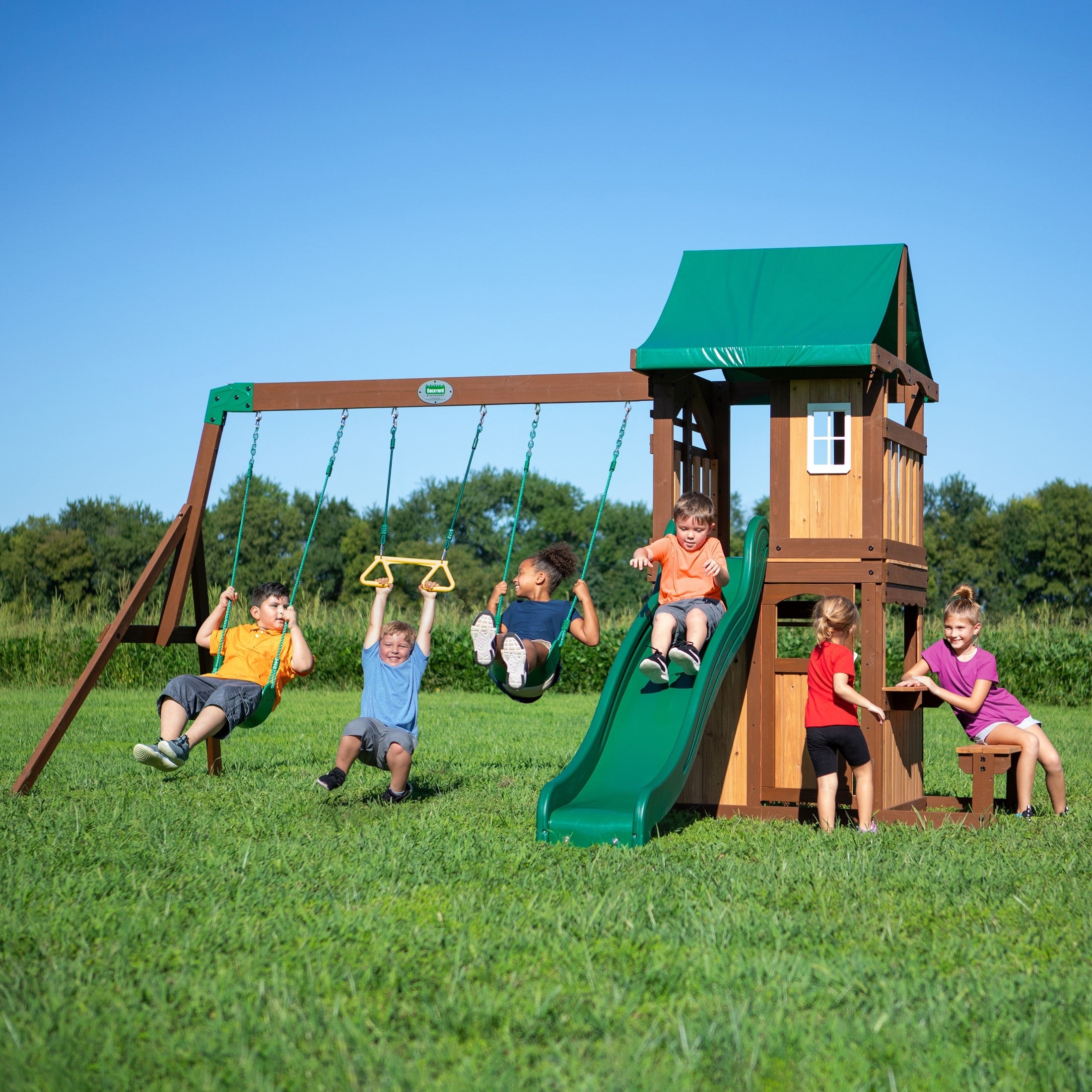 Backyard Discovery Lakewood All Cedar Wooden Swing Set