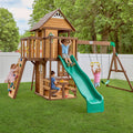 Backyard Discovery Spruce Hollow Spruce Wood Swing Set Wave Slide