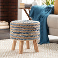 Baeley Hand Crafted Bohemian Jute And Wood Foot Stool