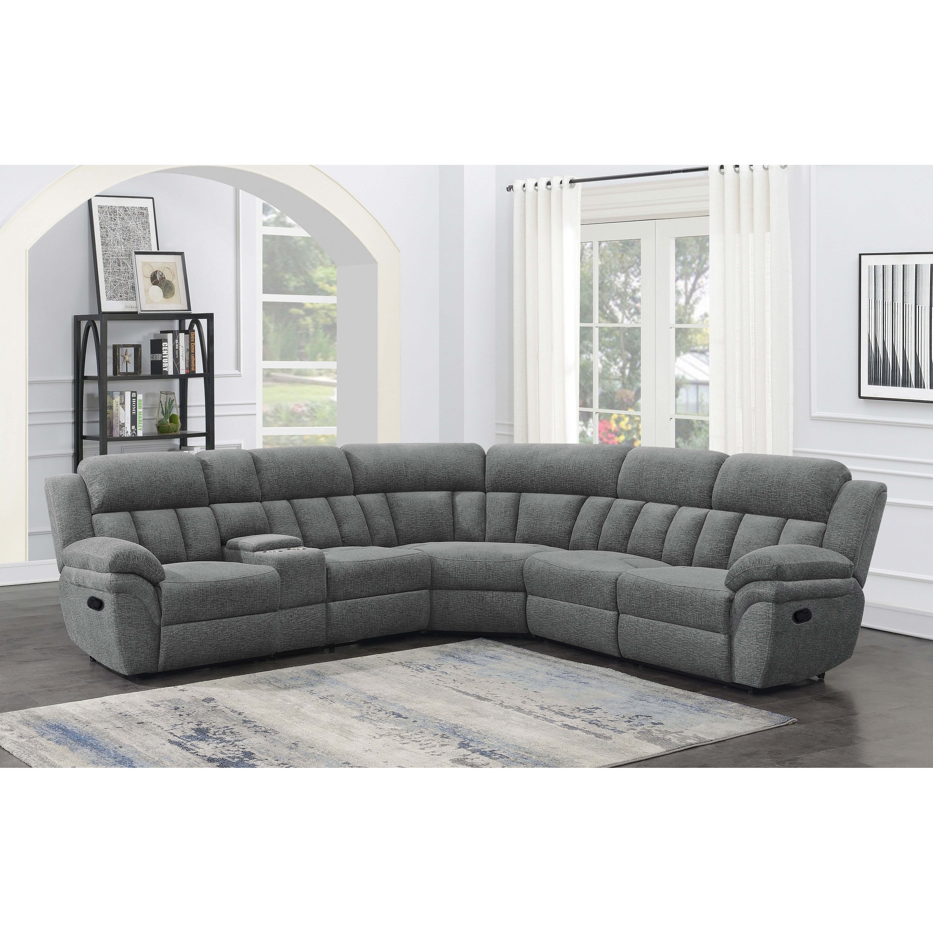Bahrain Charcoal 6 Piece Upholstered Motion Sectional