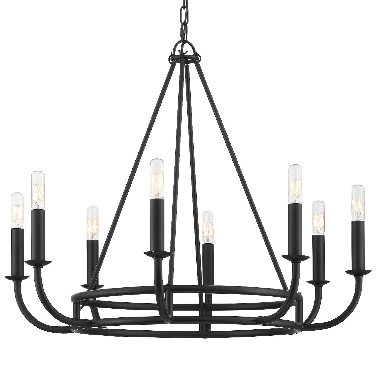 Bailey 8 Light Matte Black Chandelier 28 W X 22 H