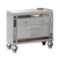 Bailey Nightstand With 2 Drawers And Usb Port Silver Acacia Wood