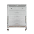 Bailey Tall Dresser Chest Mirror Trim And 5 Drawers Silver Wood