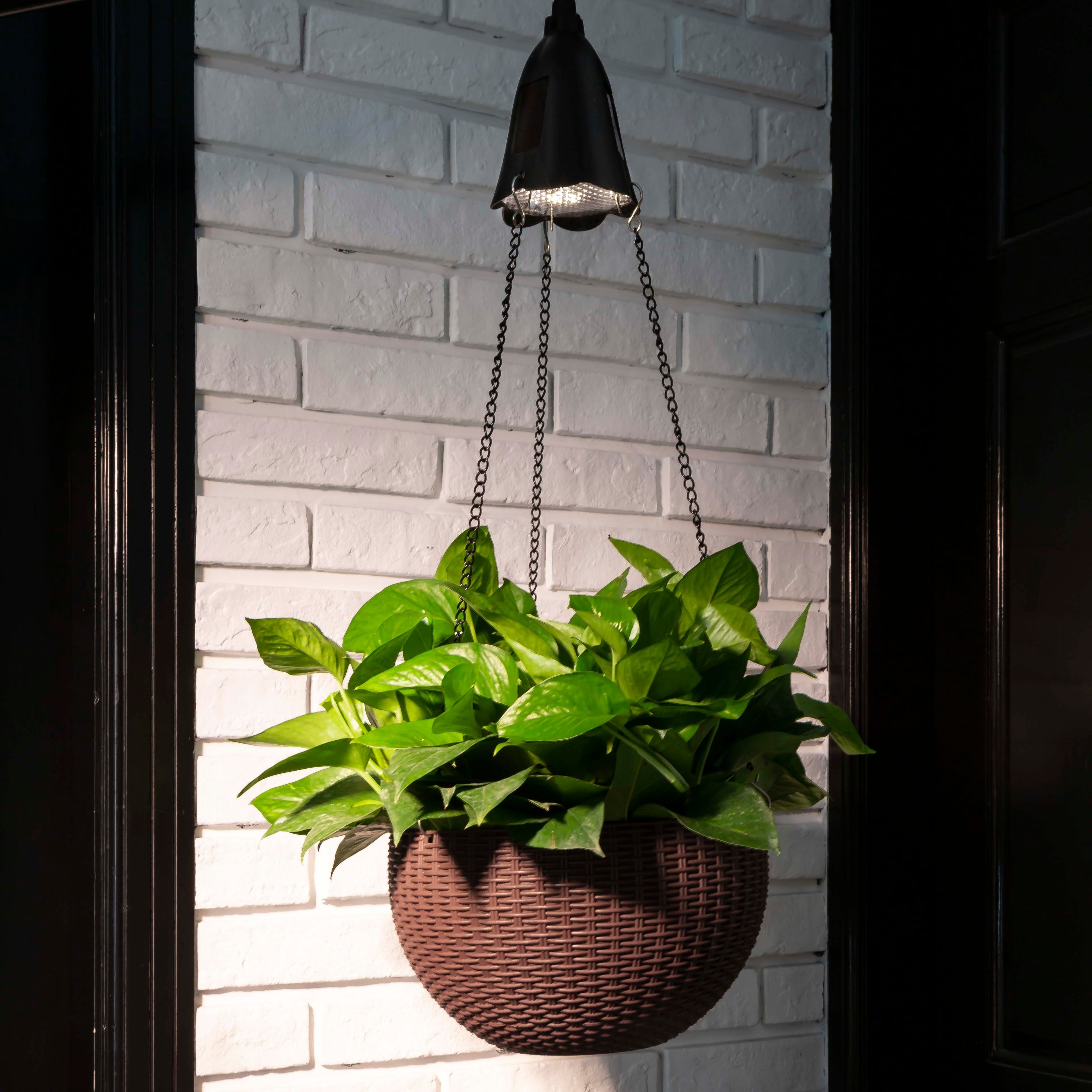Glitzhome 30 H Solar Lighted Hanging Plastic Basket Planter