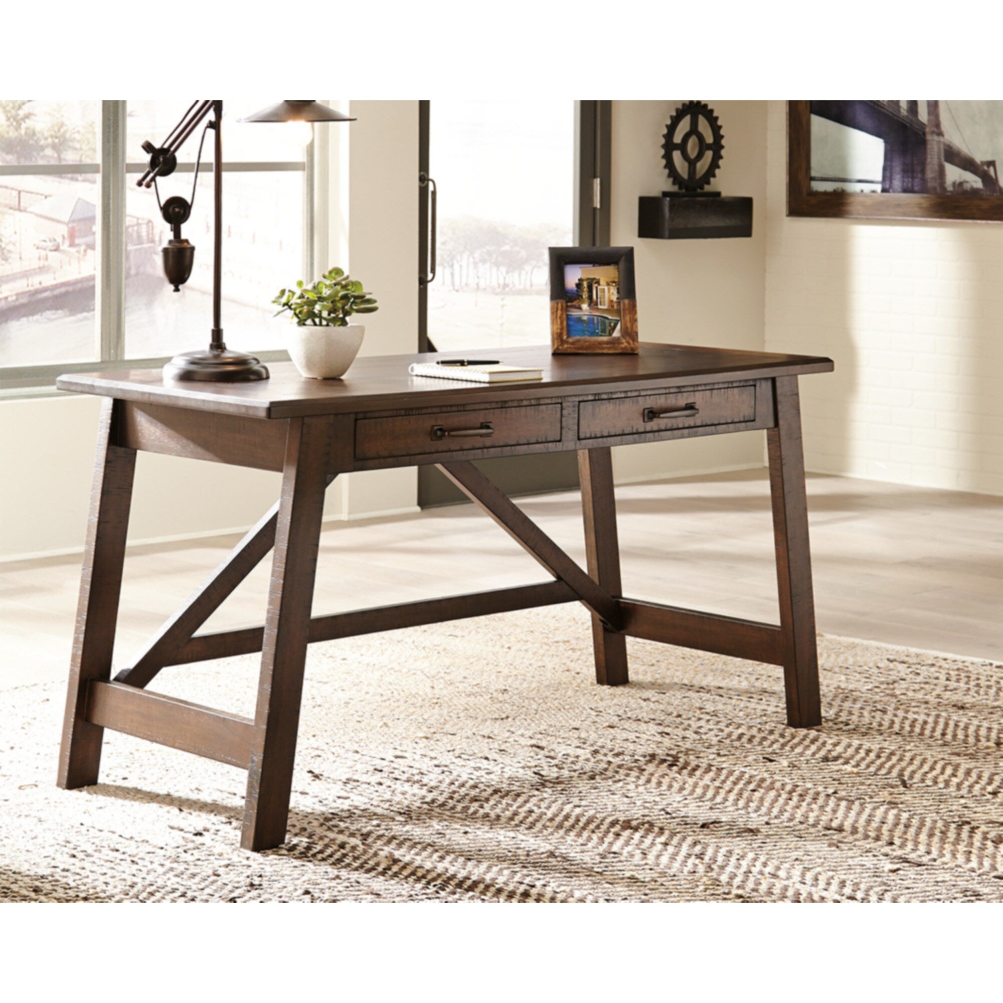 Signature Design By Ashley Baldridge Rustic Brown Home Office Large Leg Desk