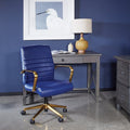 Osp Home Furnishings Baldwin Mid Back Faux Leather Chair With Gold Finish Arms And Base