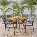 Baldwin Outdoor 5 Piece Acacia Wood And Wicker Dining Set By Christopher Knight Home