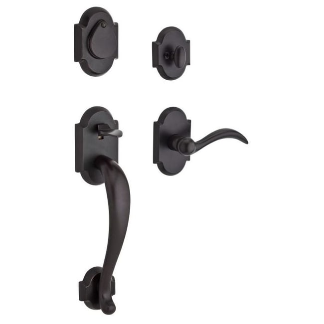Baldwin Sc.Adixarc.R.Rar Adirondack Right Handed Single Cylinder Handleset With Rustic Arch Rose And Arch Lever On Interior