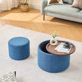 Ball Cast Nesting Storage Ottomans Of 2 Linen Upholstered Footstool Wood Tray 22.75 Round Coffee Table
