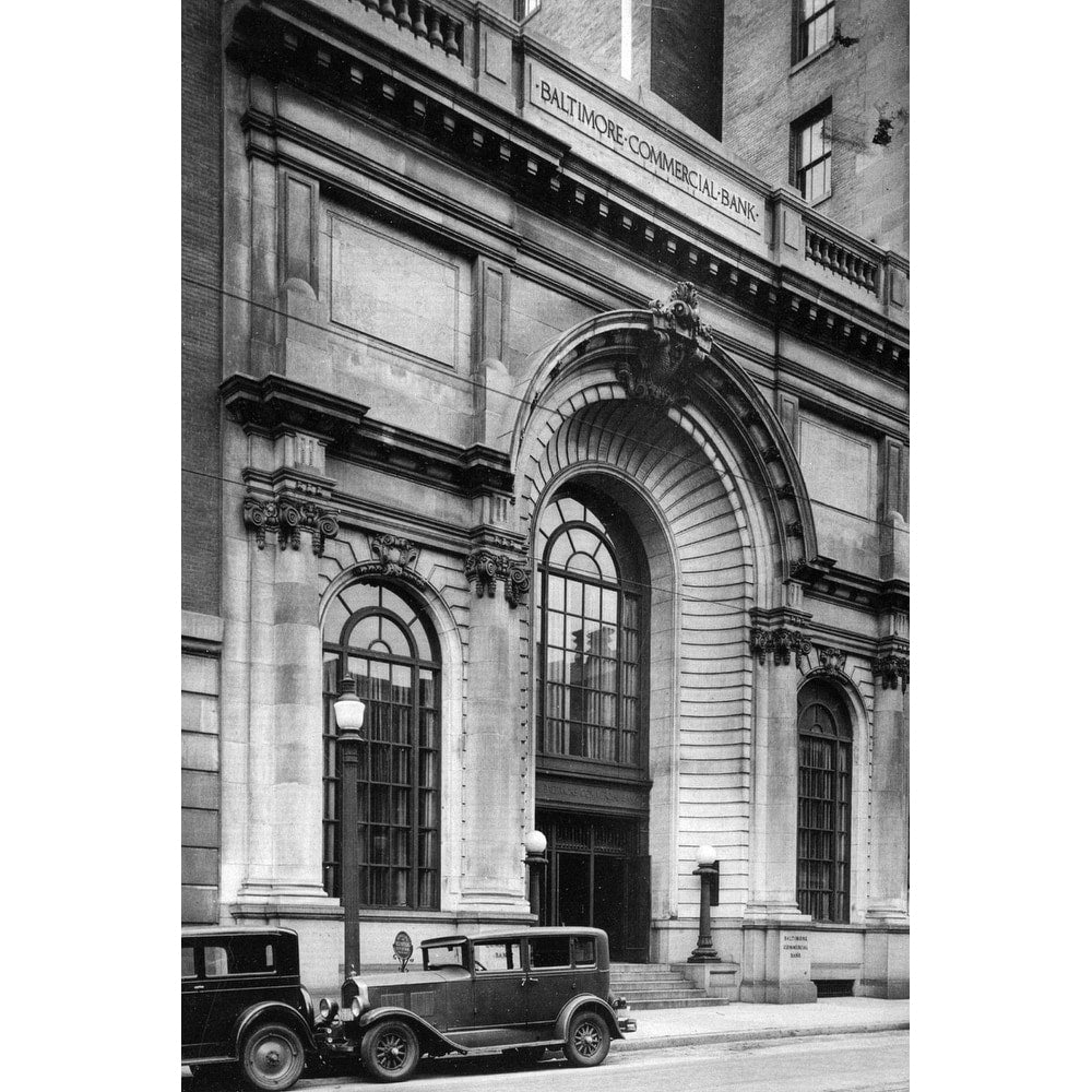 Baltimore Commercial Bank Building Black And White Gallery Wrapped Canvas