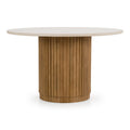 Bambi Modern Botticino Marble Mango Round Dining Table